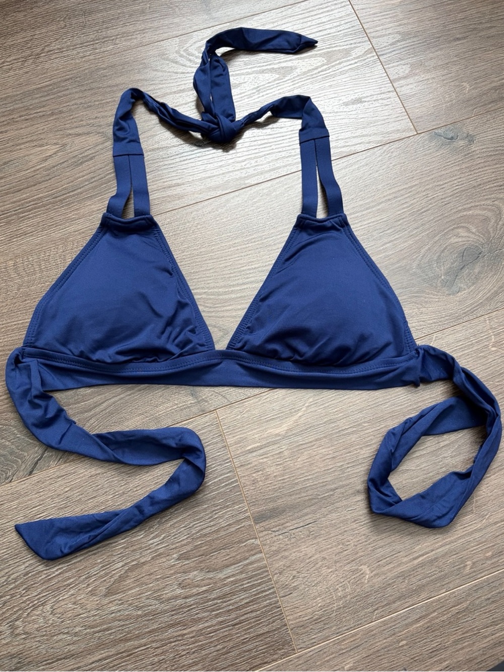 Mossimo Navy Blue Triangle Bikini Top Size Medium Adjustable Tie Swim Top